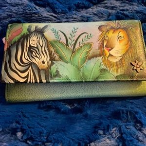 African Adventures Anuschka Hand-Painted Leather Trifold Wallet